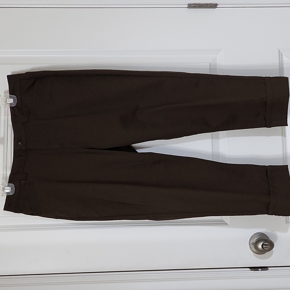 LIZ CLAIBORNE CROP CUFFED PANT NWT BROWN STRETCH SZ 10